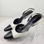 Ralph Lauren Collection Y2K Black and White Cap Toe Slingback Pumps Size 5.5B