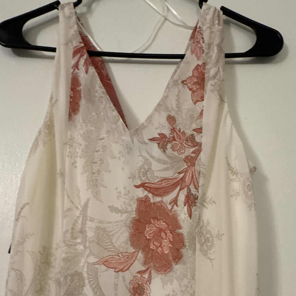 Signature by Robbie Bee Floral Ball Gown Midi Dress Size 8 Ivory Coral