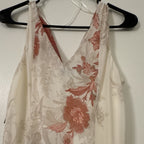 Signature by Robbie Bee Floral Ball Gown Midi Dress Size 8 Ivory Coral