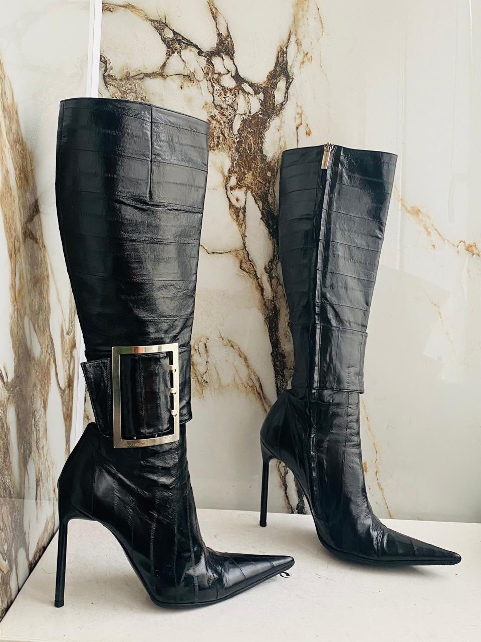 Gianmarco Lorenzi Women Boots  High Heels Eel leather Italian Boots Size 38