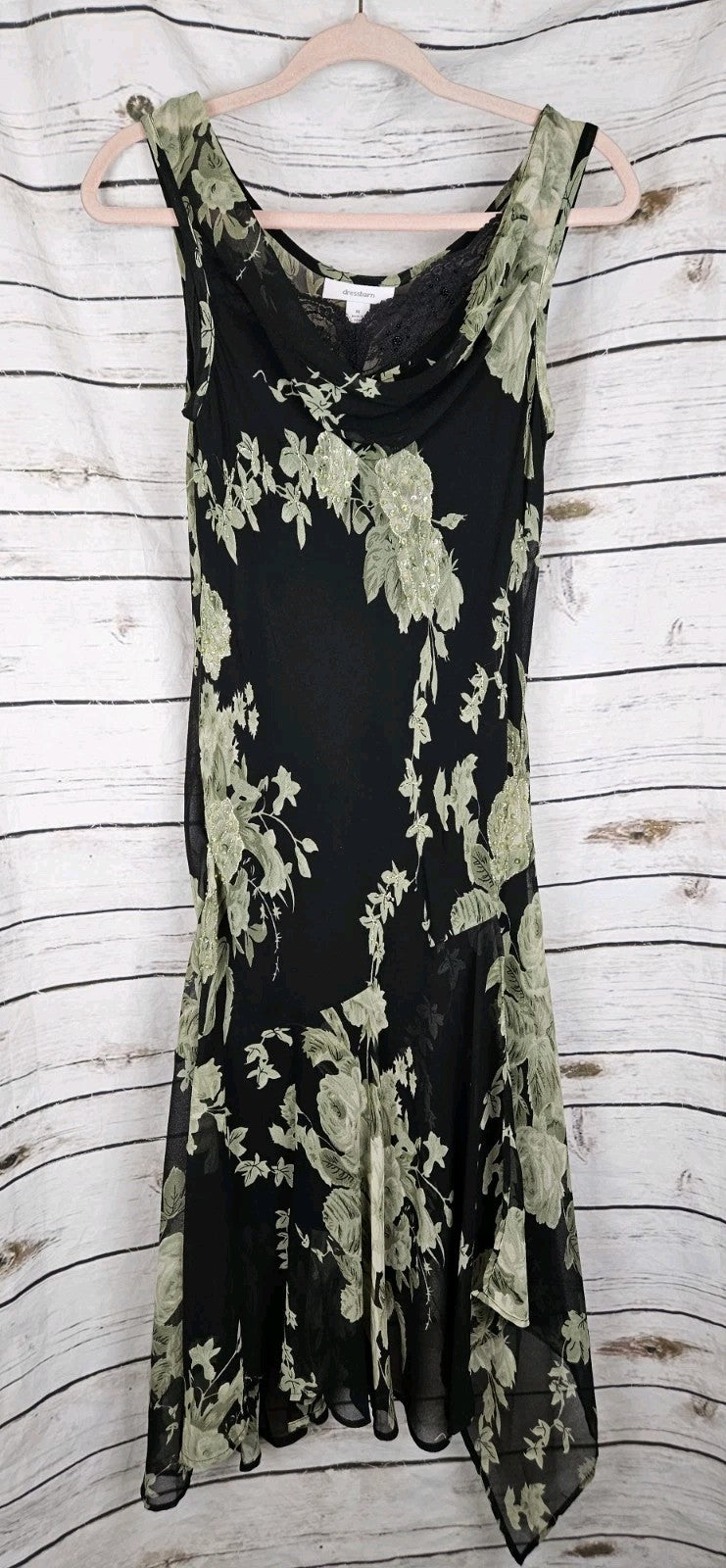 Vintage Bias Floral Beaded Overlay Slip Dress