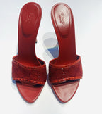 Vintage Gucci Tom Ford Red Lizard GG Crystal Beads Heels