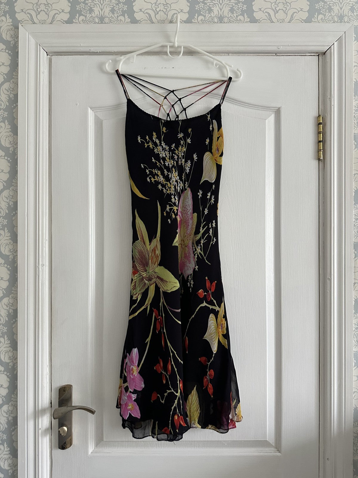 René Derhy Y2K Floral Spider Back Midi Dress