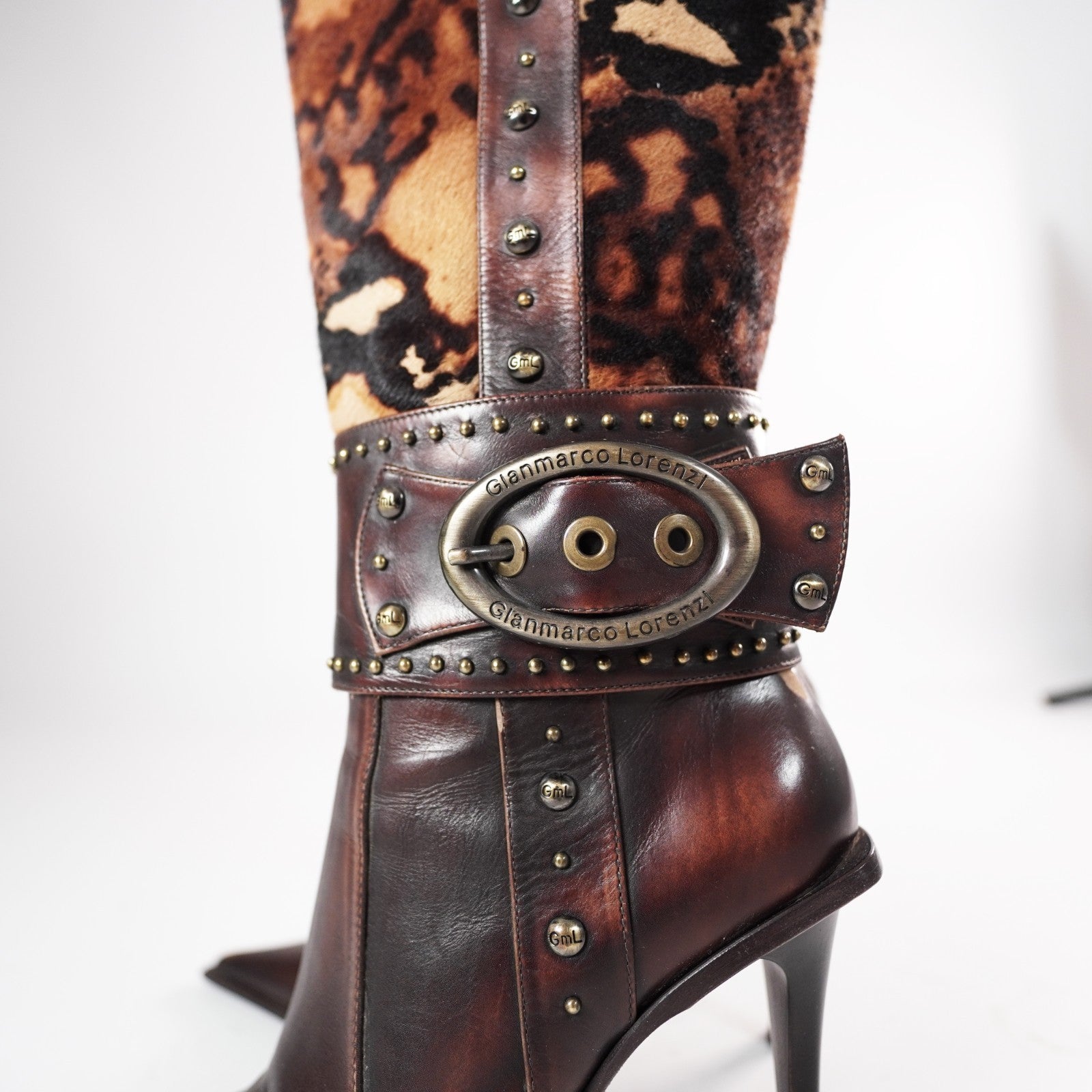 Gianmarco Lorenzi IT39 EU39,5 US9 pointed toe high heels western leather boots