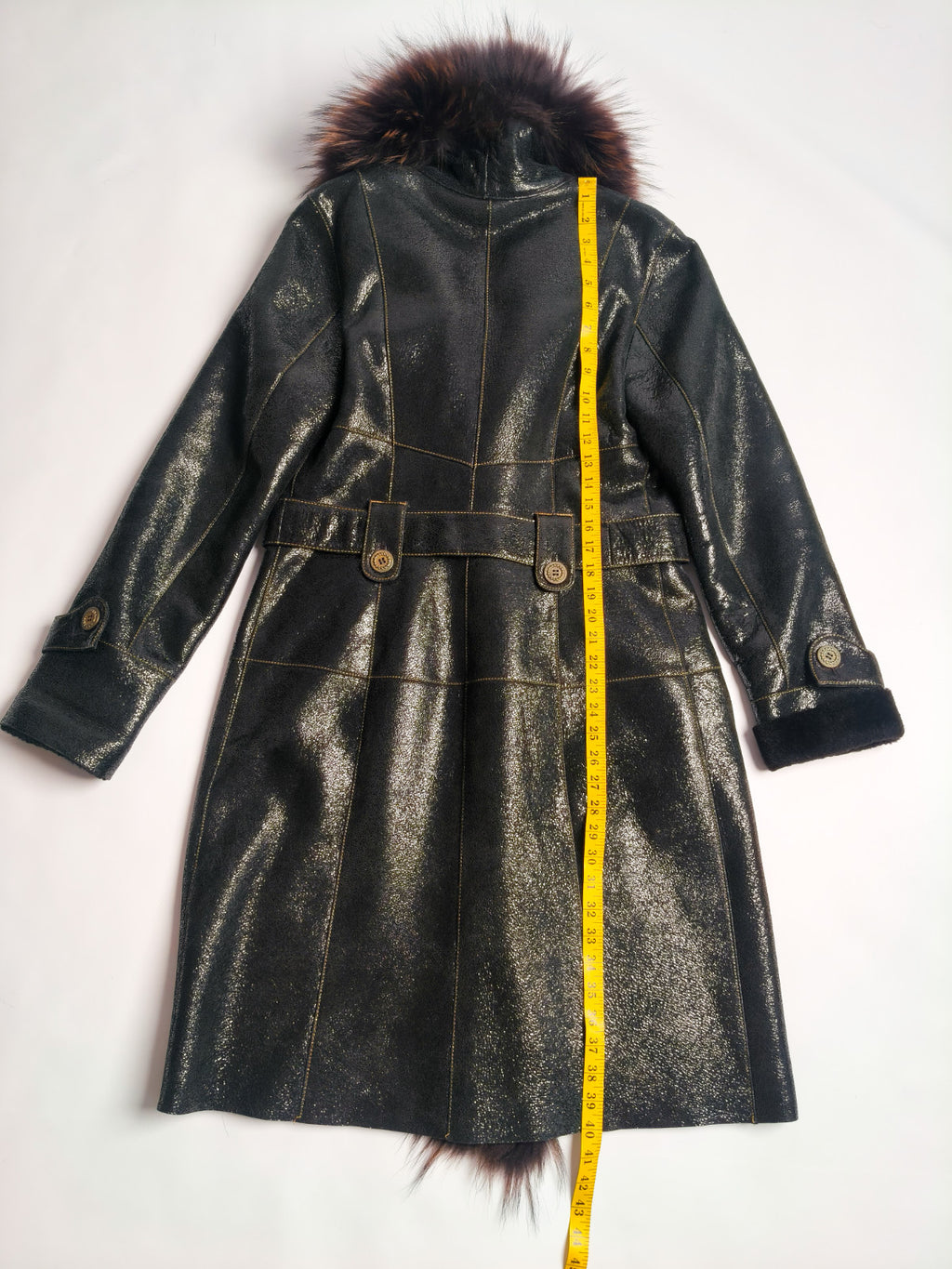 Penny Lane Belted Sheepskin Shearling Coat Size L