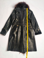 Penny Lane Belted Sheepskin Shearling Coat Size L