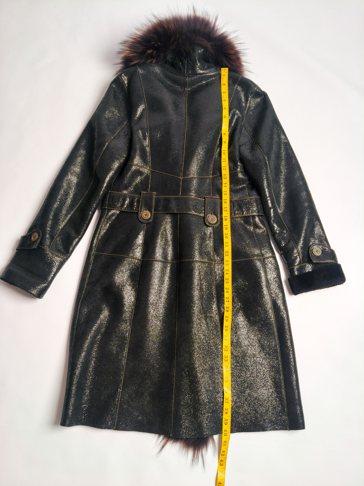 Penny Lane Belted Sheepskin Shearling Coat Size L