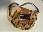 Vtg Fendi Leopard Print Pony Hair Croissant Bag