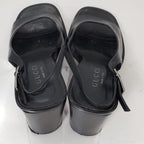 Gucci 1990s Black Leather Slingback Sandals Size 8.5