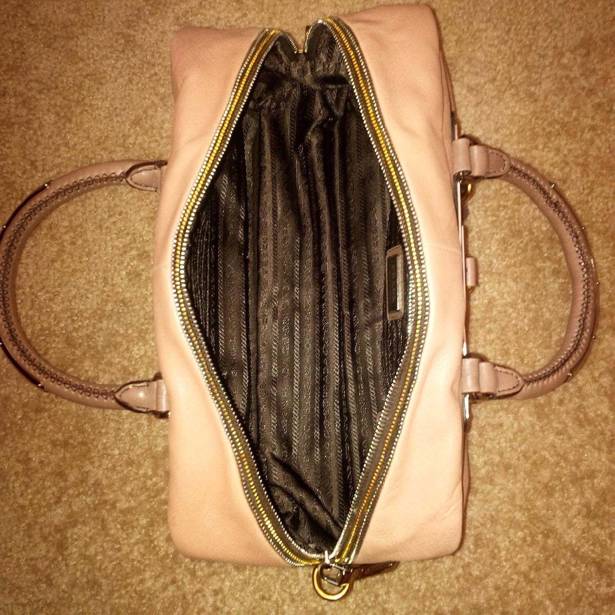 Prada Bauletto Leather Handbag Ardesia Nudo