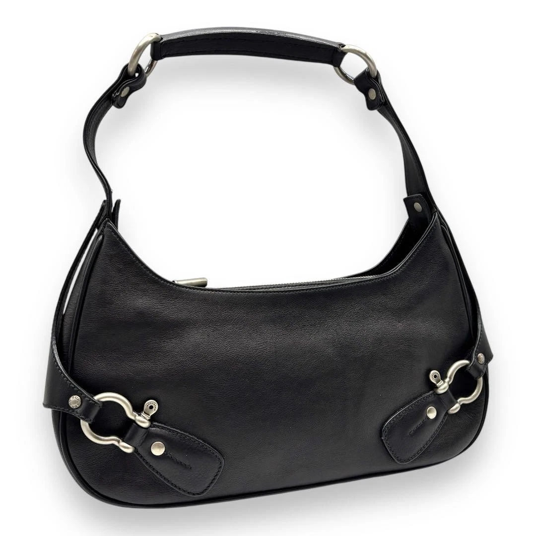 Vintage Burberry Shoulder Bag Black Leather