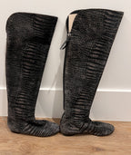 GIUSEPPE ZANOTTI Suede Croc Print Ballet Flat Pull On Boot Boots 38.5 / 8.5 Zip