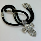 Chic Original Vintage Sterling Silver 925 Silk Necklace & Cross 60 cm, 55,09 g.