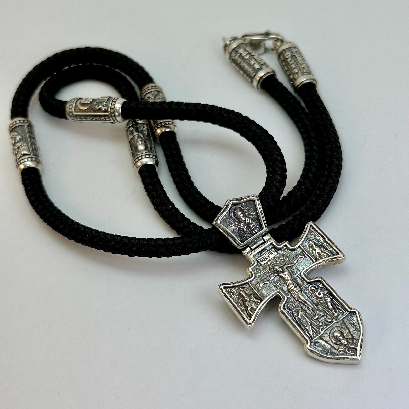Chic Original Vintage Sterling Silver 925 Silk Necklace & Cross 60 cm, 55,09 g.