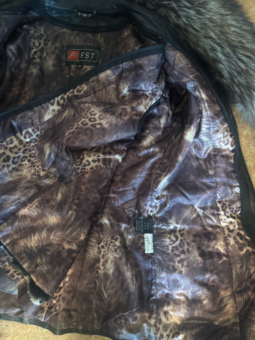 Italian Lamb Skin Leather Jacket with Removable Rabbit Insulation and Silver Fox Trim