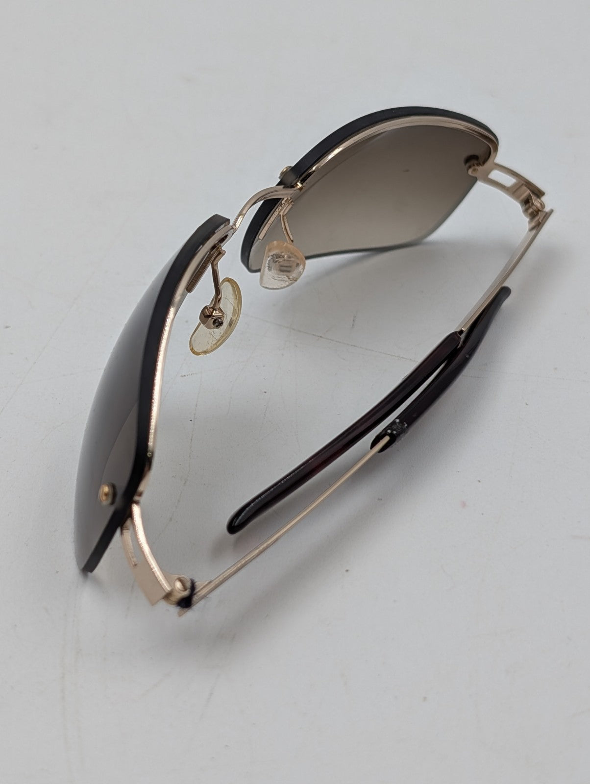 Vintage Burberry B8926/S Rimless Sunglasses Brown Gradient Gold Safilo W/ Case
