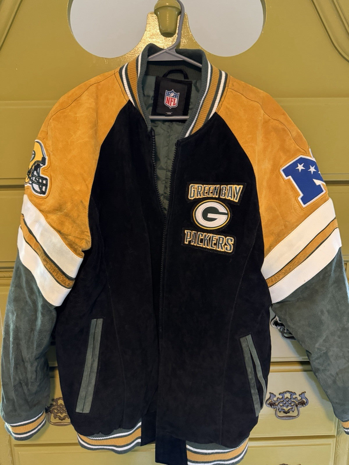 Vintage Green Bay Packers Leather Suede Jacket Large