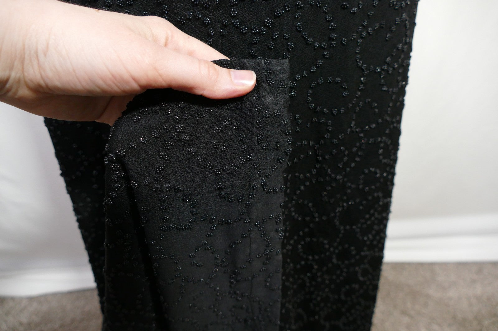 Vintage Cache Beaded Halter Maxi Dress