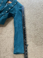 Cripple Creek Suede Leather Jacket Fringed Studded Beaded Teal Women's Large