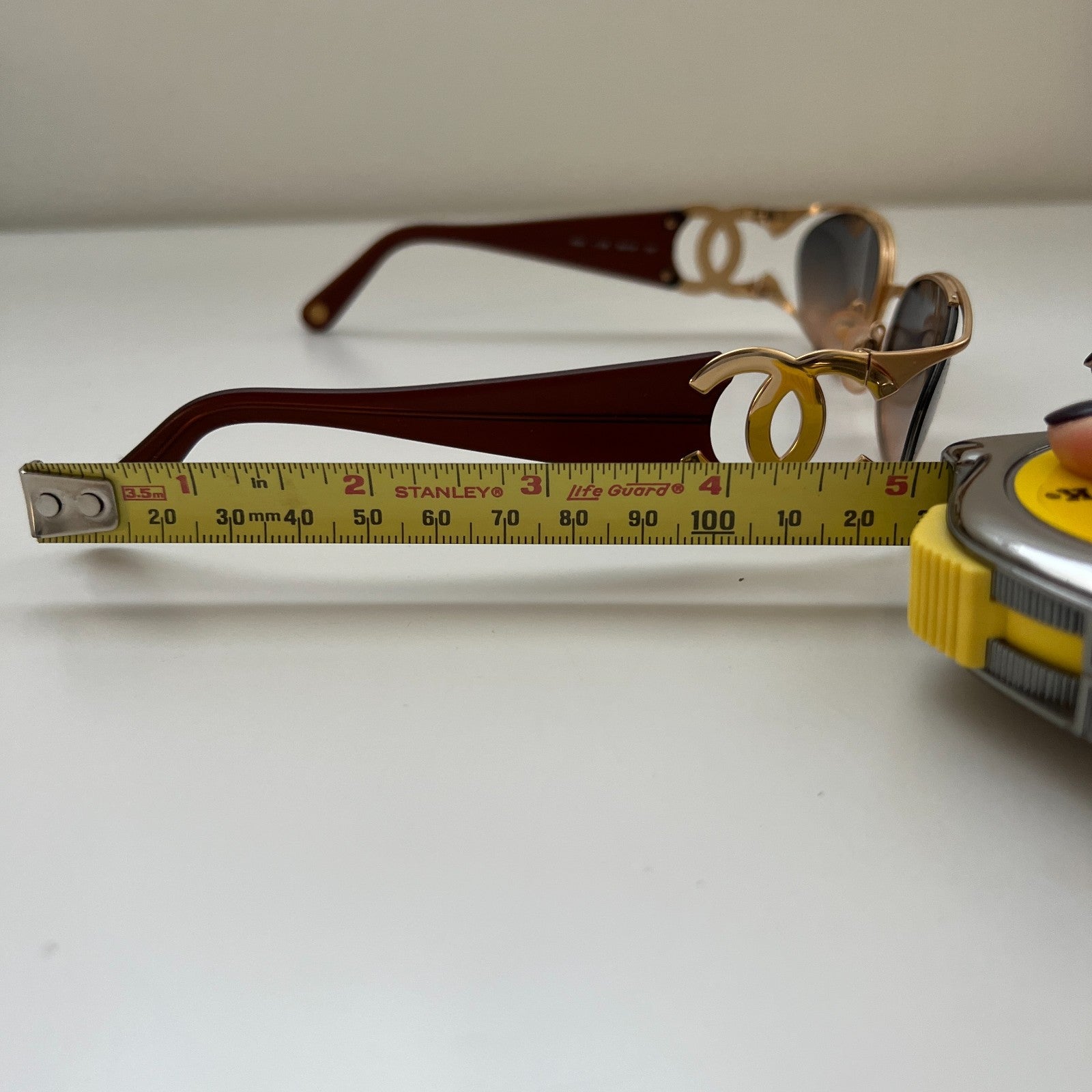 VTG 90s CHANEL Interlocking CC Logo Gold Frame Gradient Lenses Marked Sunglasses