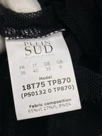 Plein Sud Women's Long Lace Top with Rhinestones Black Size 38