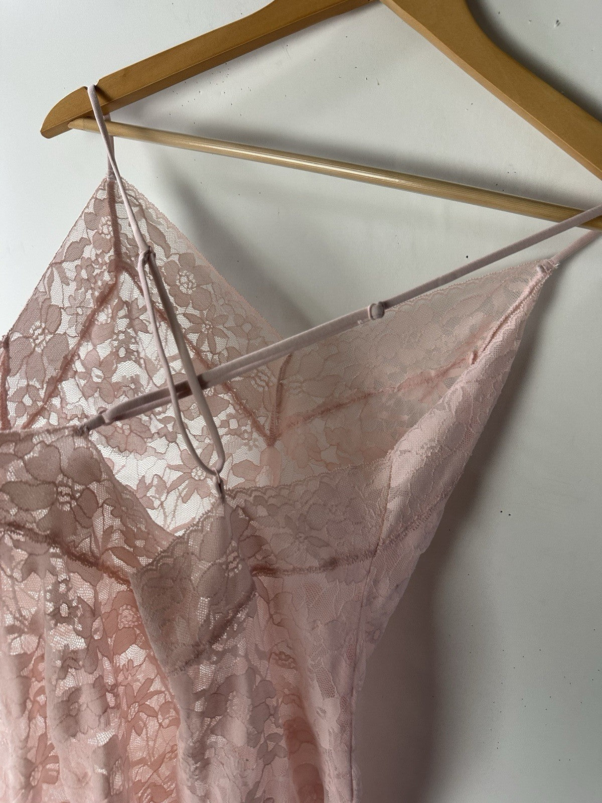 Victorias Secret Lace Chemise Pink Lingerie Slip Dress Babydoll Sheer Coquette M