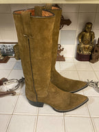 Cowtown Vintage Brown Tall Sueded Western Cowboy Riding Rodeo Ranch Boots 6 D