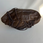 Diesel 2000s Brown Leather Shoulder Bag with Fringe Large
