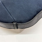 SAINT LAURENT Mombasa YSL Logo Navy Blue Canvas Shoulder Bag