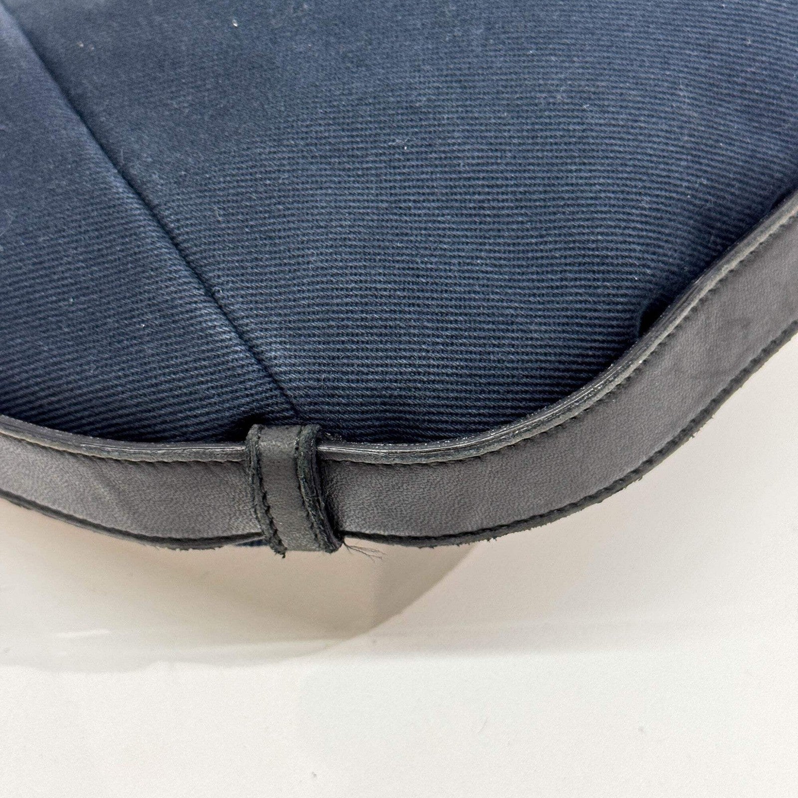 SAINT LAURENT Mombasa YSL Logo Navy Blue Canvas Shoulder Bag
