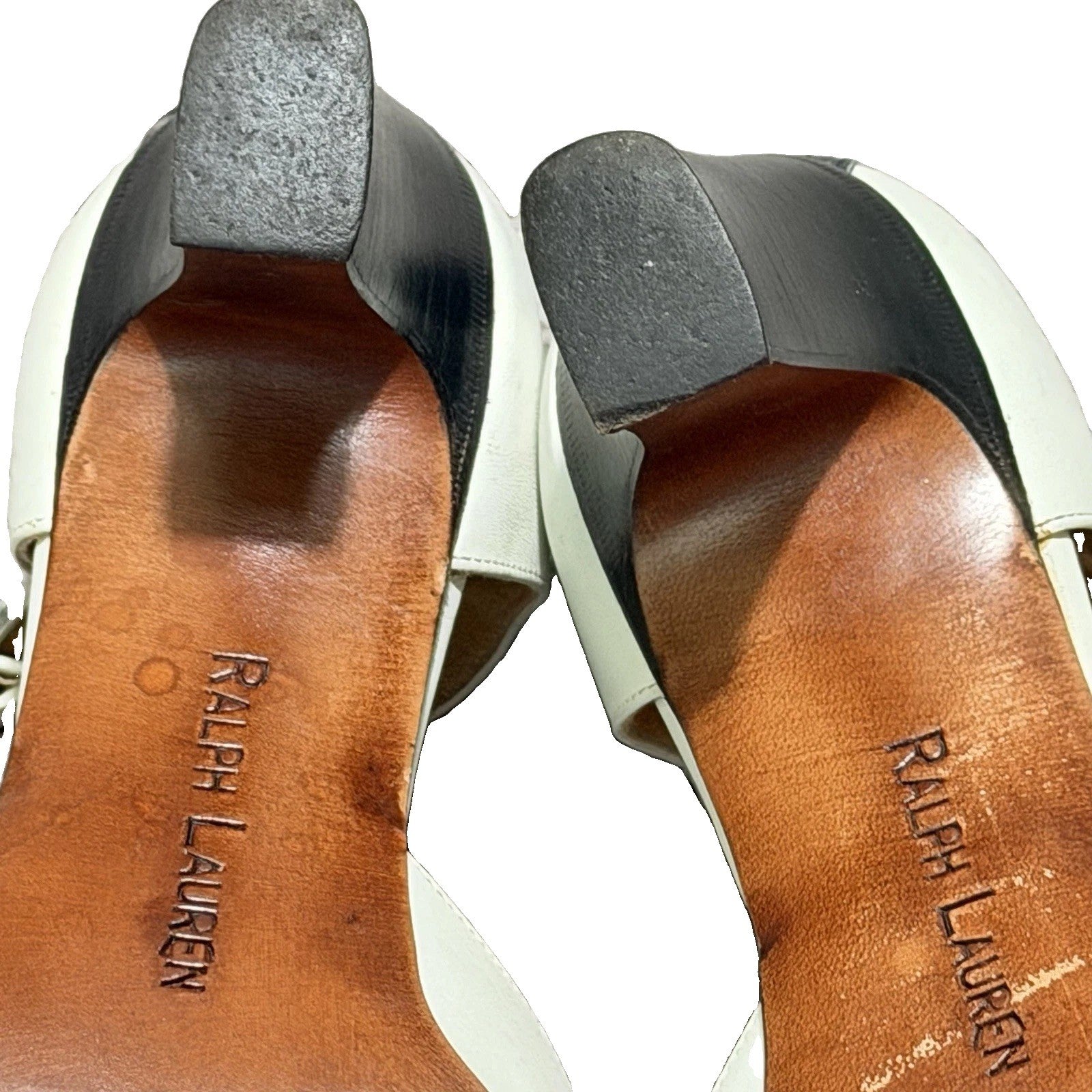 Ralph Lauren Cap-Toe Spectator Heels Navy Ivory Italian Leather 6.5