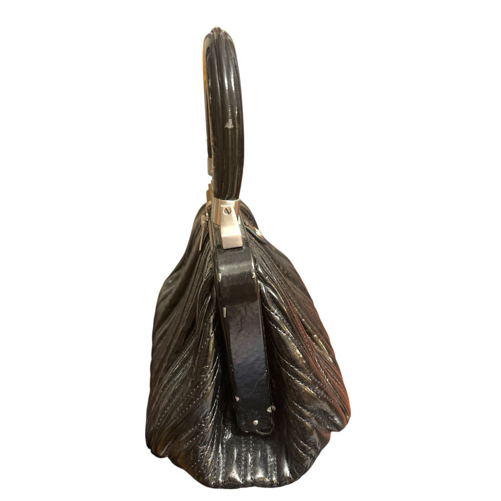 Vintage Francesco 1977 Biasia Handbag Fabulous Black Leather Silver Hardware