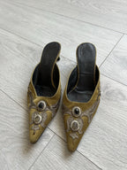 Vintage 90s Escada Women’s Brown Embroidered with Stones Made in Italy Size 37