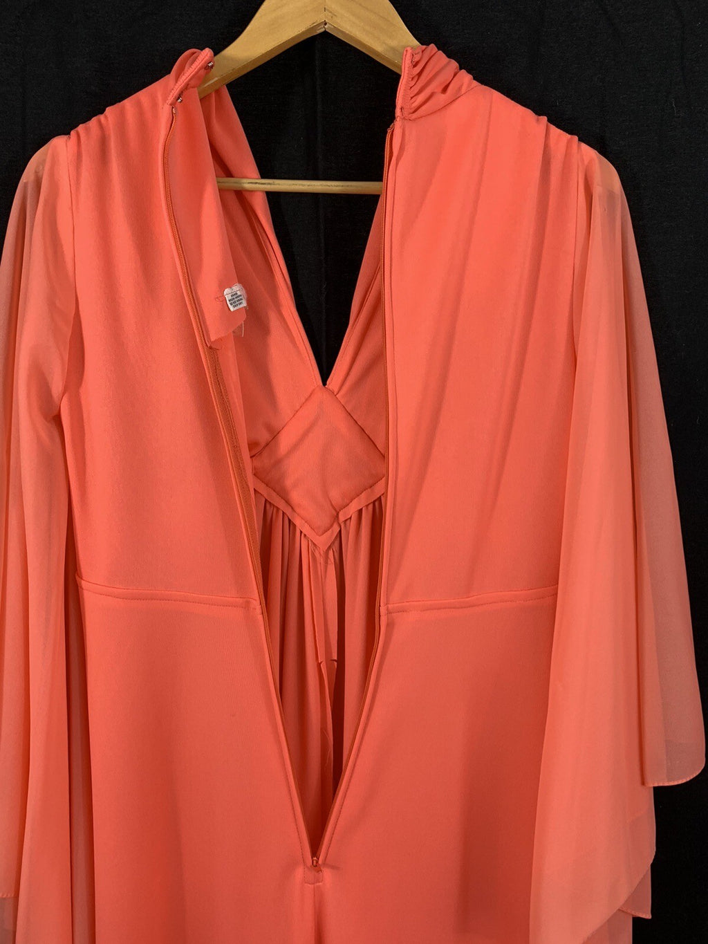 Vintage 1970s Angel Sleeve Rhinestone Maxi Dress