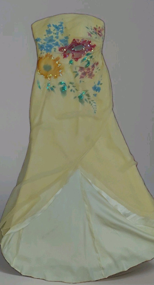 Vintage Cache Yellow Beaded Maxi Dress