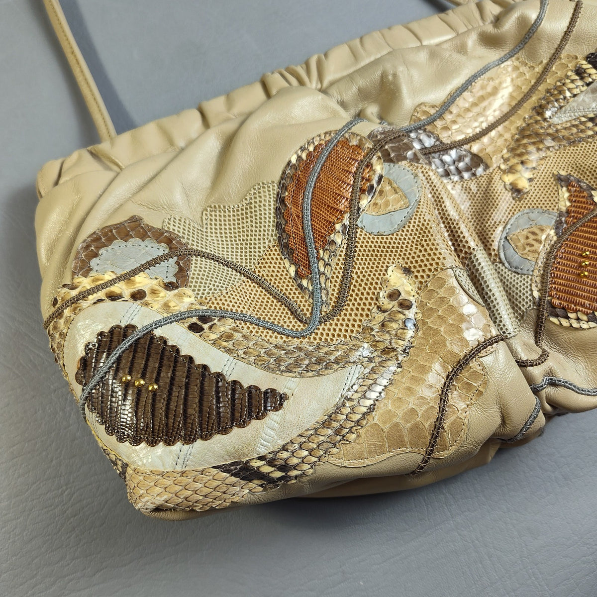 Carlo Fiori 1980s Snakeskin Patchwork Leather Shoulder Bag
