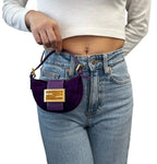 FENDI Vintage FF Logo Micro Croissant Suede Pochette Mini Bag Purple Glitter