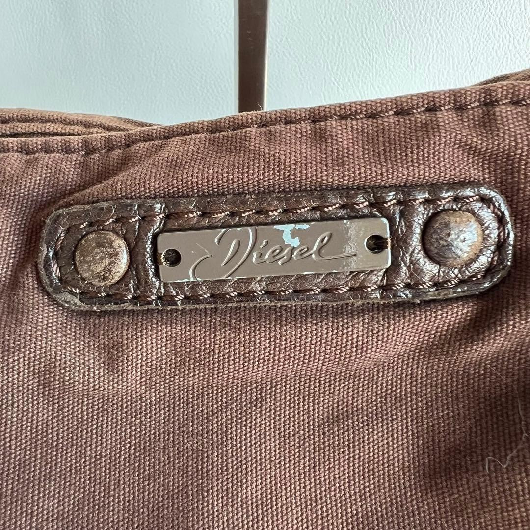 Diesel 2000s Brown Leather Shoulder Bag with Fringe Large