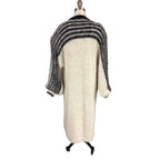 VTG 80s Nannell Mohair Sweater Coat Cream Black Striped Yoke Mod Articore M