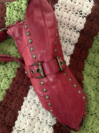 Isabella Fiore Audra Studded Leather Hobo Bag Red