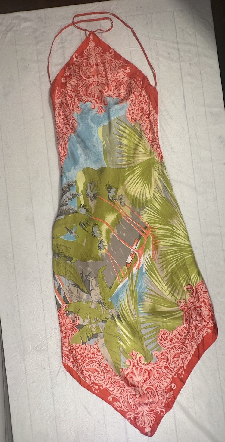 Laetitia Hecht Ineptie Paris Silk Halter Maxi Dress Y2K France Size 40