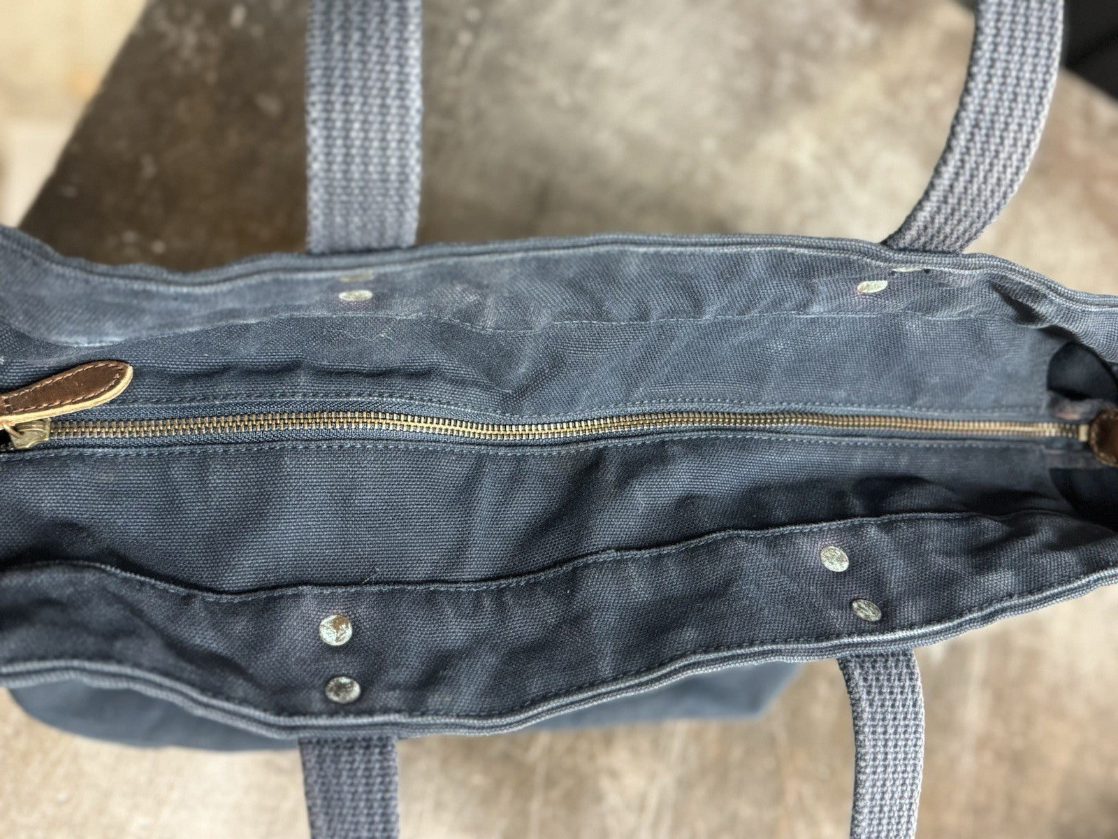 Rare Vintage Polo Ralph Lauren Large Pony Tote Navy Blue Canvas Zip Bag