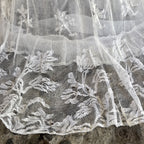 Antique Edwardian White Net Lace Dress Floral Lace Maxi Ruffle Bridal Vintage