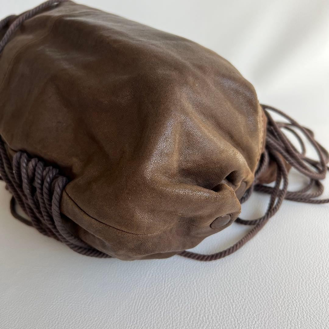 Diesel 2000s Brown Leather Shoulder Bag with Fringe Large