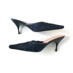 Prada Retro Vintage Buckle Lace Detail Pointed Toe Heeled Mules Pumps 39