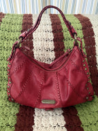Isabella Fiore Audra Studded Leather Hobo Bag Red