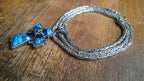 Sterling Silver Byzantine Chain Millefiori Glass Cross Alan K Murano ~ 67 Grams
