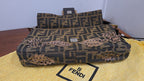 Fendi shoulder bag Mamma Baguette Beaded Flower Zucca Brown