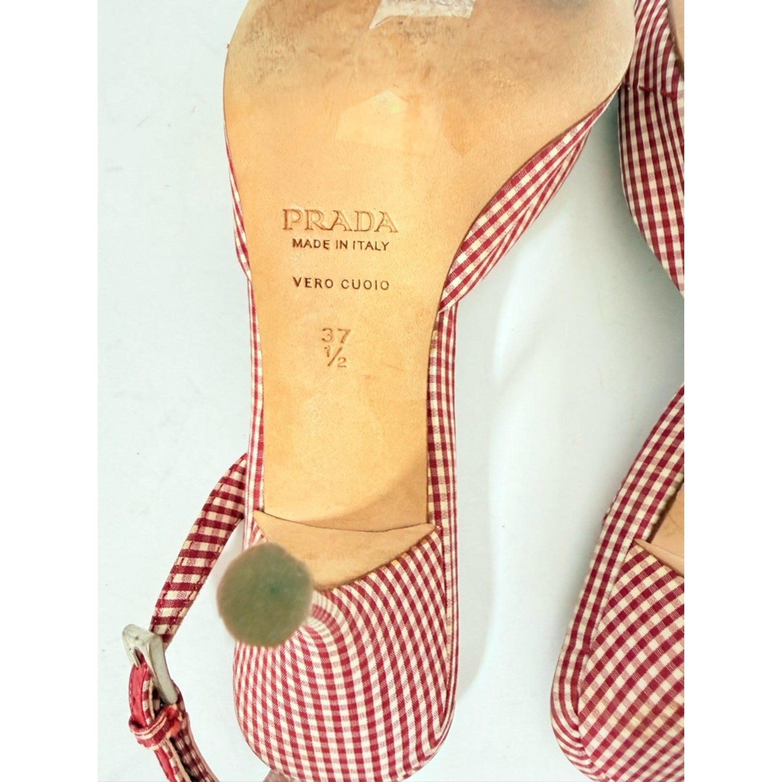 Vintage Prada 2000's Gingham Floral Slingback Heels