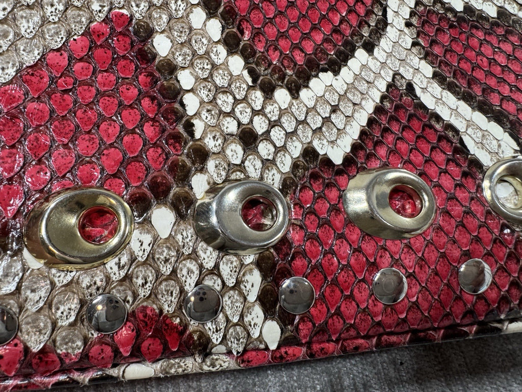 Gucci Python Arli Bag Purse Handbag Rock Red Snakeskin Exotic Studs w Tags